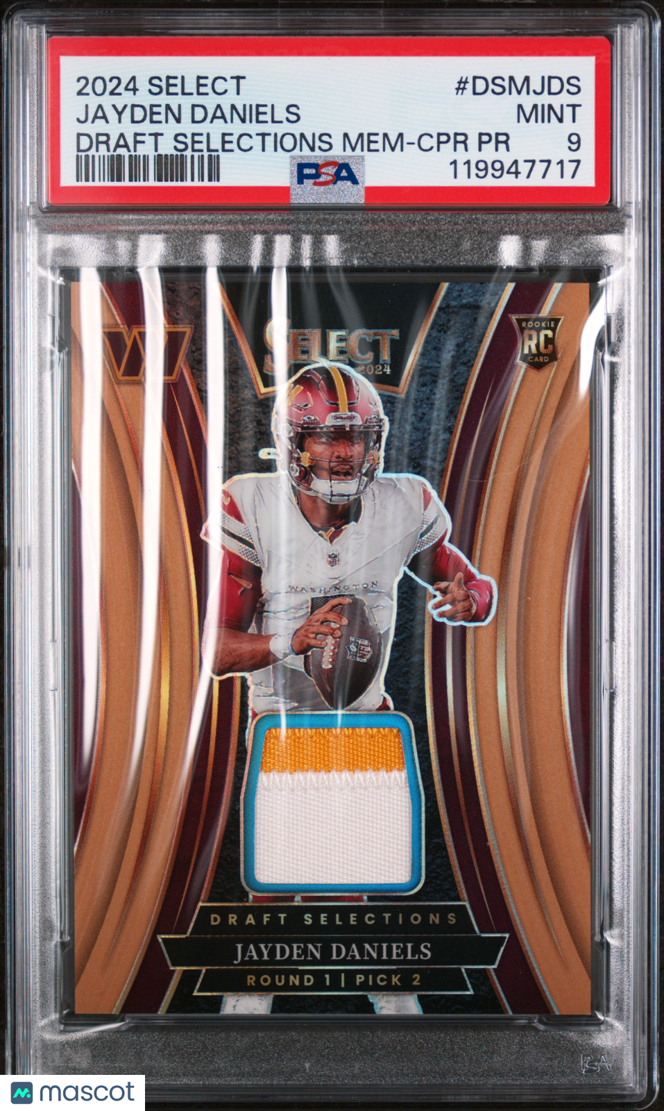 2024 Panini Select Draft Selections Memorabilia Jayden Daniels /49 PSA 9 - Graded Sports Cards