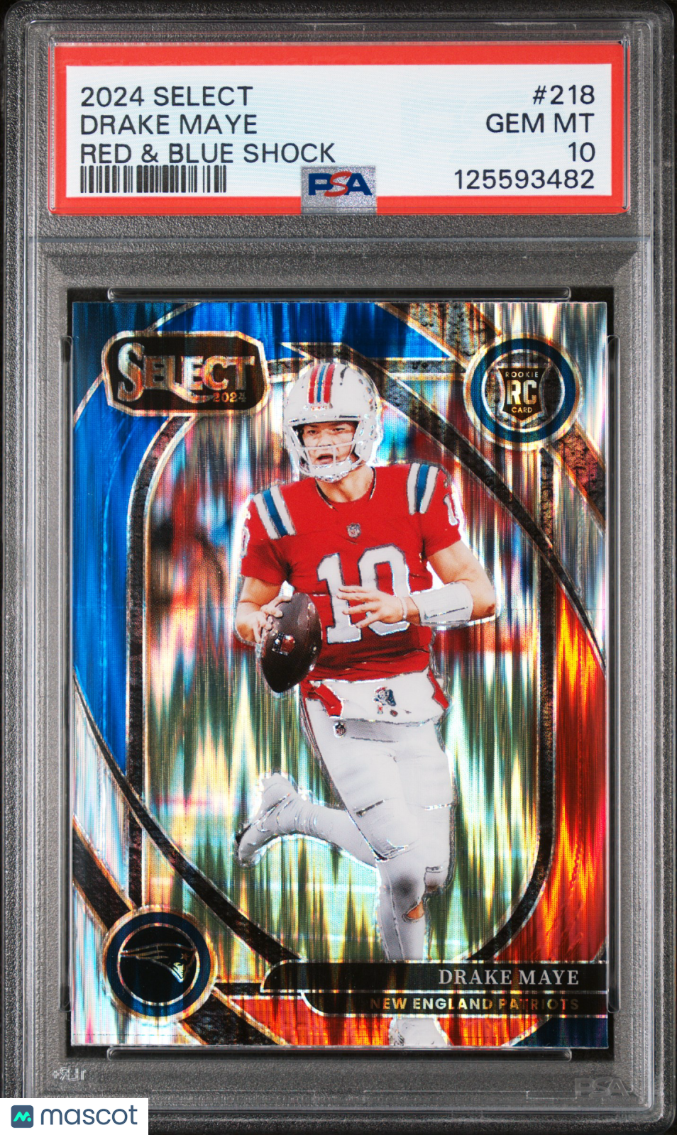 2024 Panini Select Drake Maye Red & Blue Shock #218 PSA 10 - Graded Sports Cards