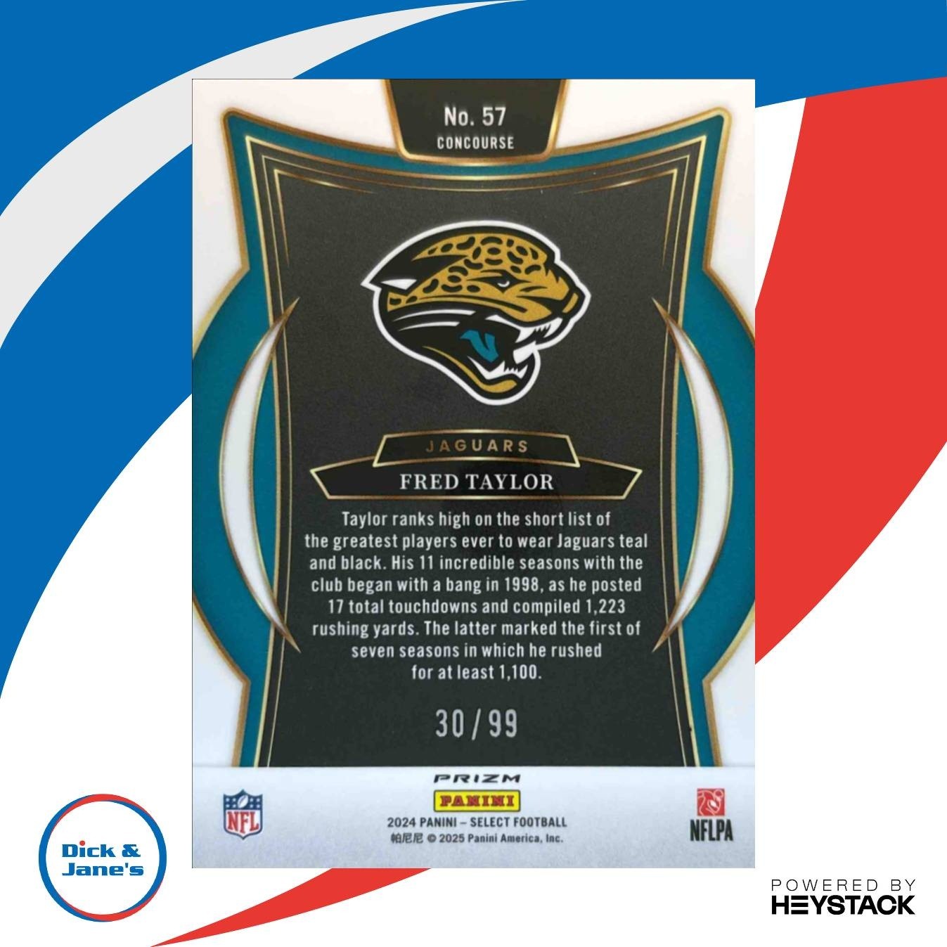 2024 Panini Select Fred Taylor Concourse Red Prizm /99 #57 Jacksonville Jaguars - Sports Cards