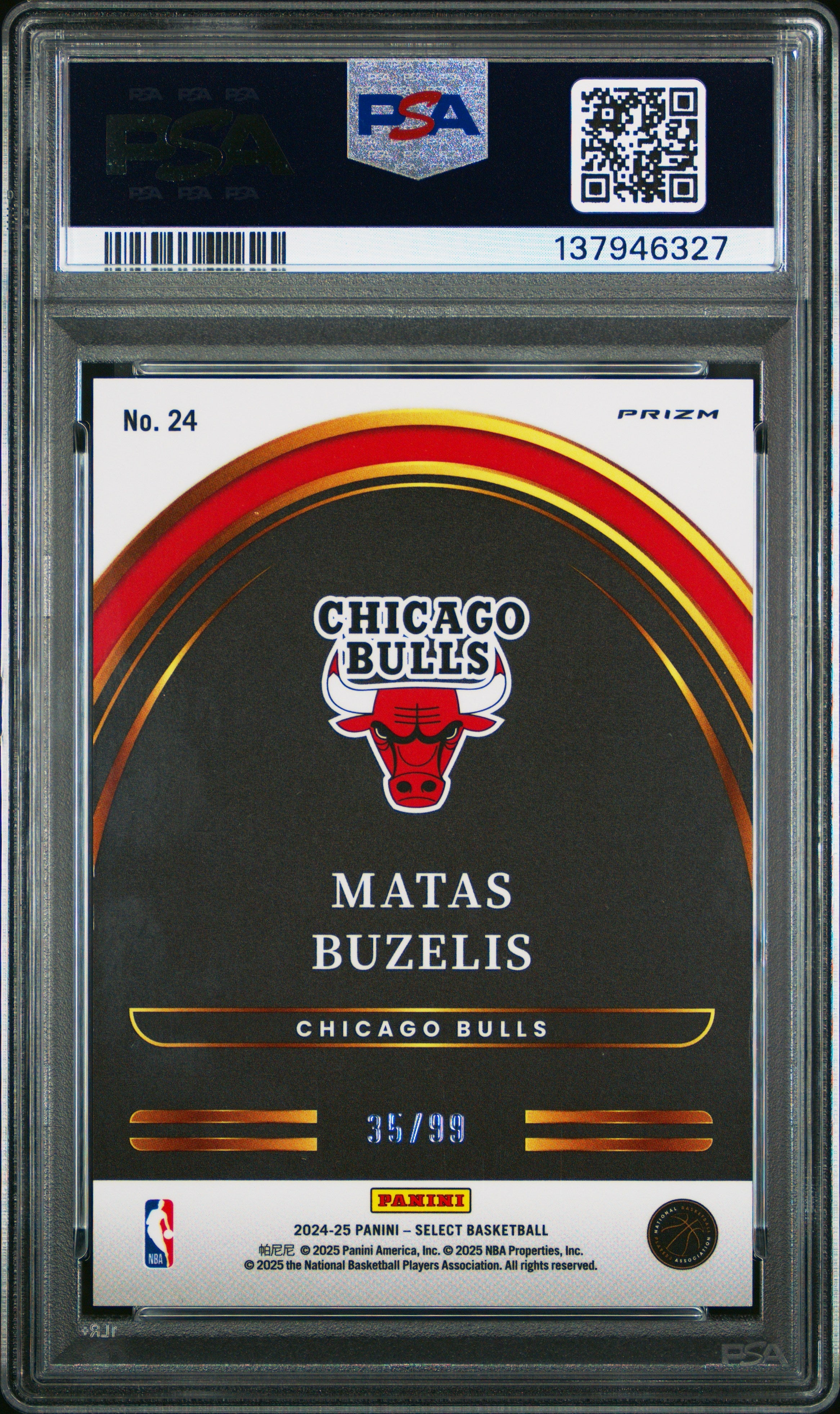 2024 Panini Select Select Future Matas Buzelis Red Prizm Rookie PSA 10 GEM MINT - Graded Sports Cards