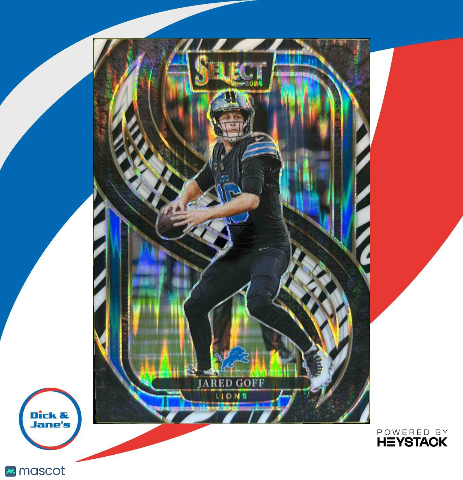 2024 Panini Select Jared Goff Premier Zebra Prizm #123 Detroit Lions - Sports Cards