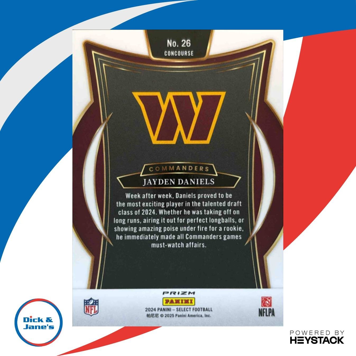 2024 Panini Select Jayden Daniels Black and Green Prizm Shock #26 RC Commanders - Sports Cards