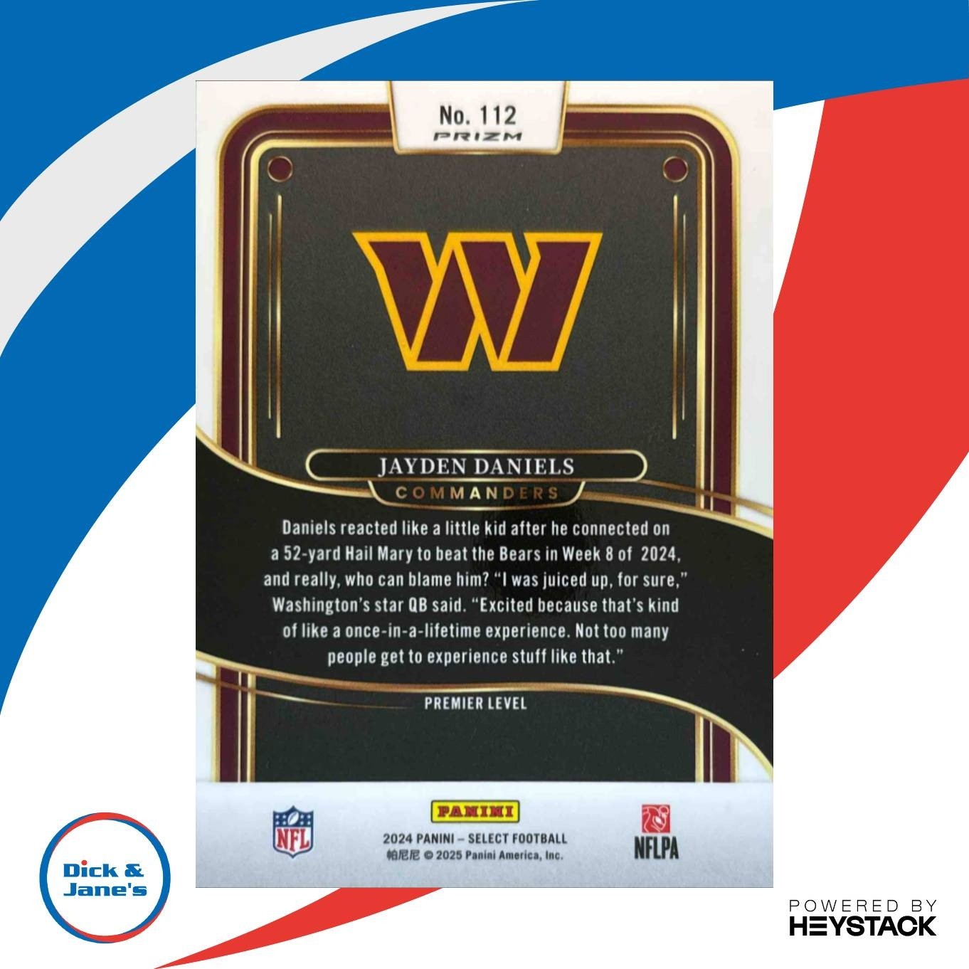 2024 Panini Select Jayden Daniels Green and Black #112 RC Washington Commanders - Sports Cards