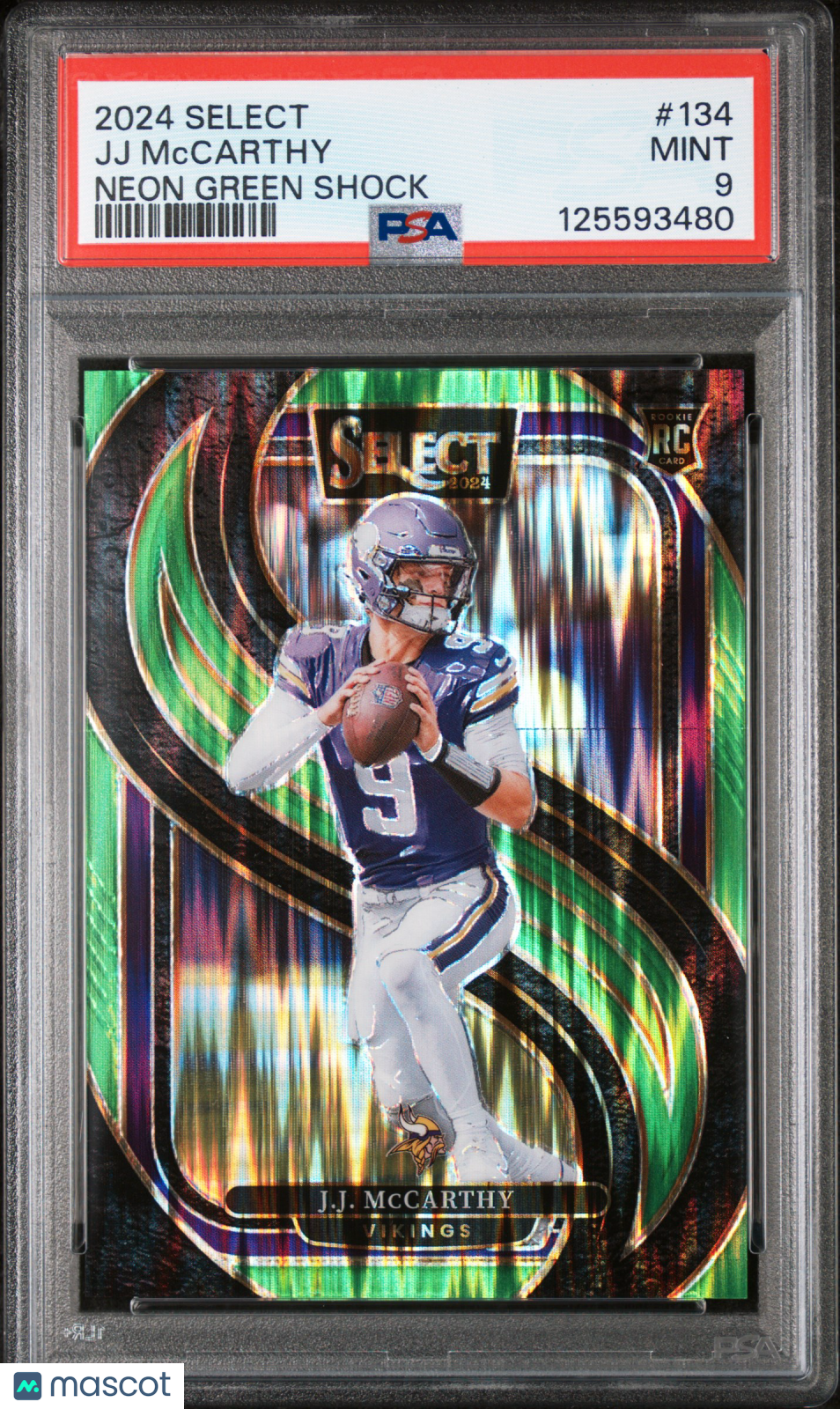 2024 Panini Select JJ Mccarthy Neon Green Shock /499 #134 PSA 9 - Graded Sports Cards