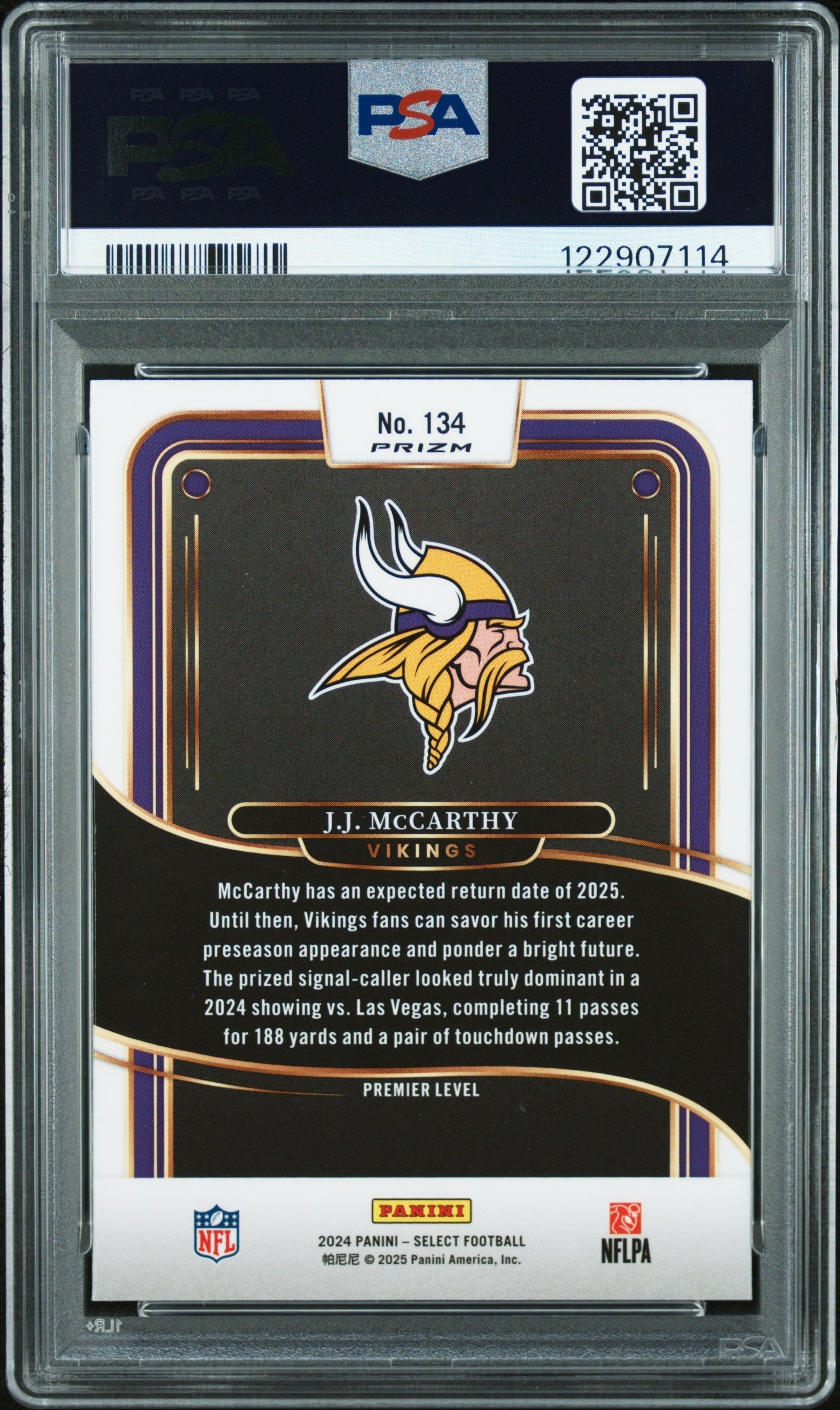2024 Panini Select JJ Mccarthy Silver Prizm #134 PSA 9 - Graded Sports Cards