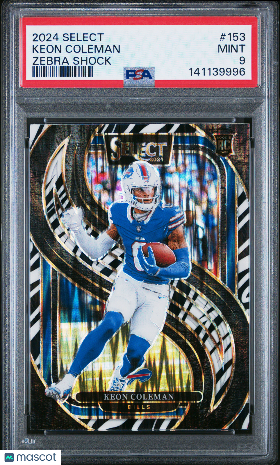 2024 Panini Select Keon Coleman Zebra Shock Rookie #153 PSA 9 MINT Buffalo Bills - Graded Sports Cards