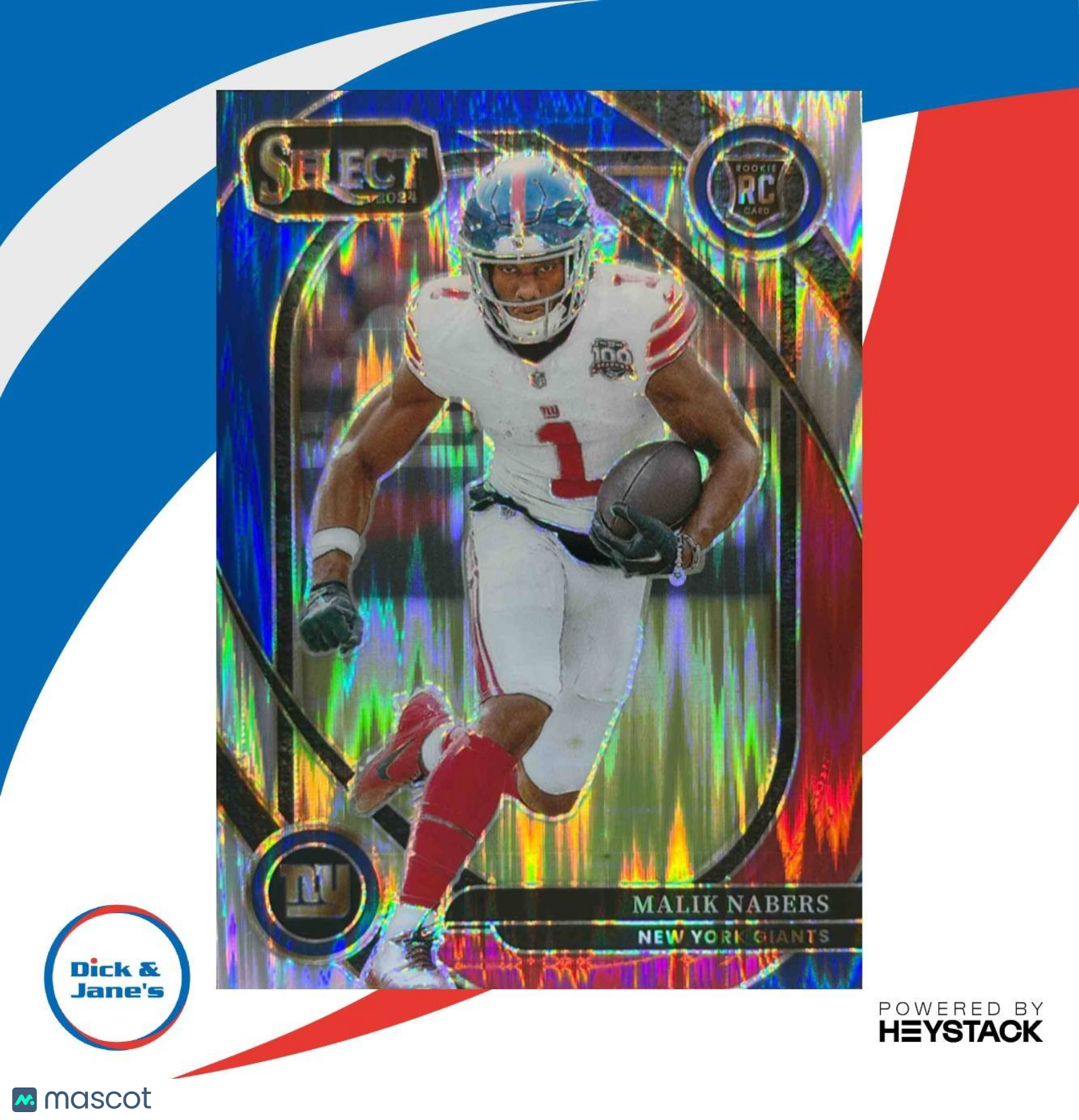 2024 Panini Select Malik Nabers Club Red and Blue Prizm Shock #220 RC Giants - Sports Cards