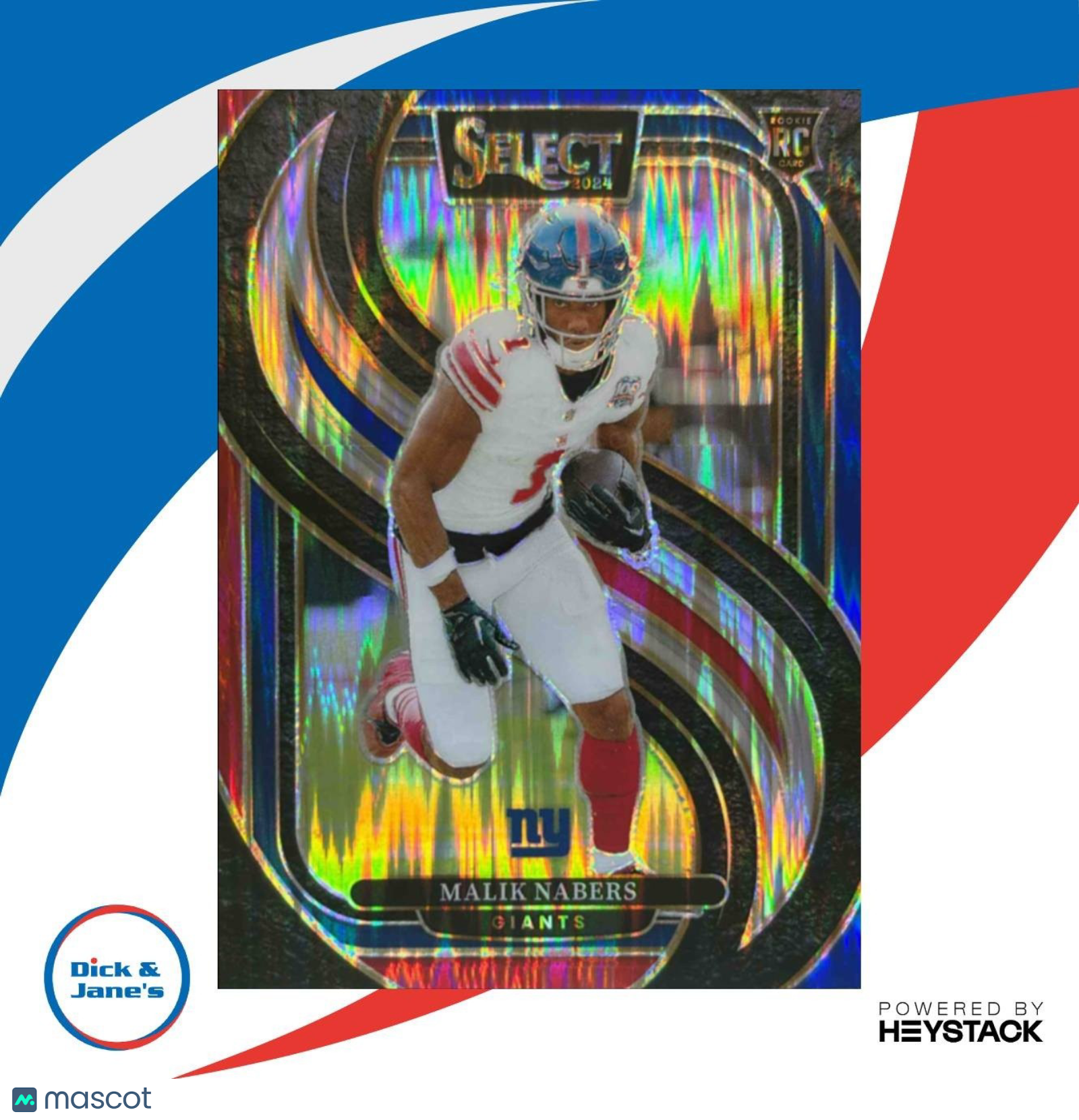 2024 Panini Select Malik Nabers Premier Black and Red Prizm Shock #116 RC Giants - Sports Cards