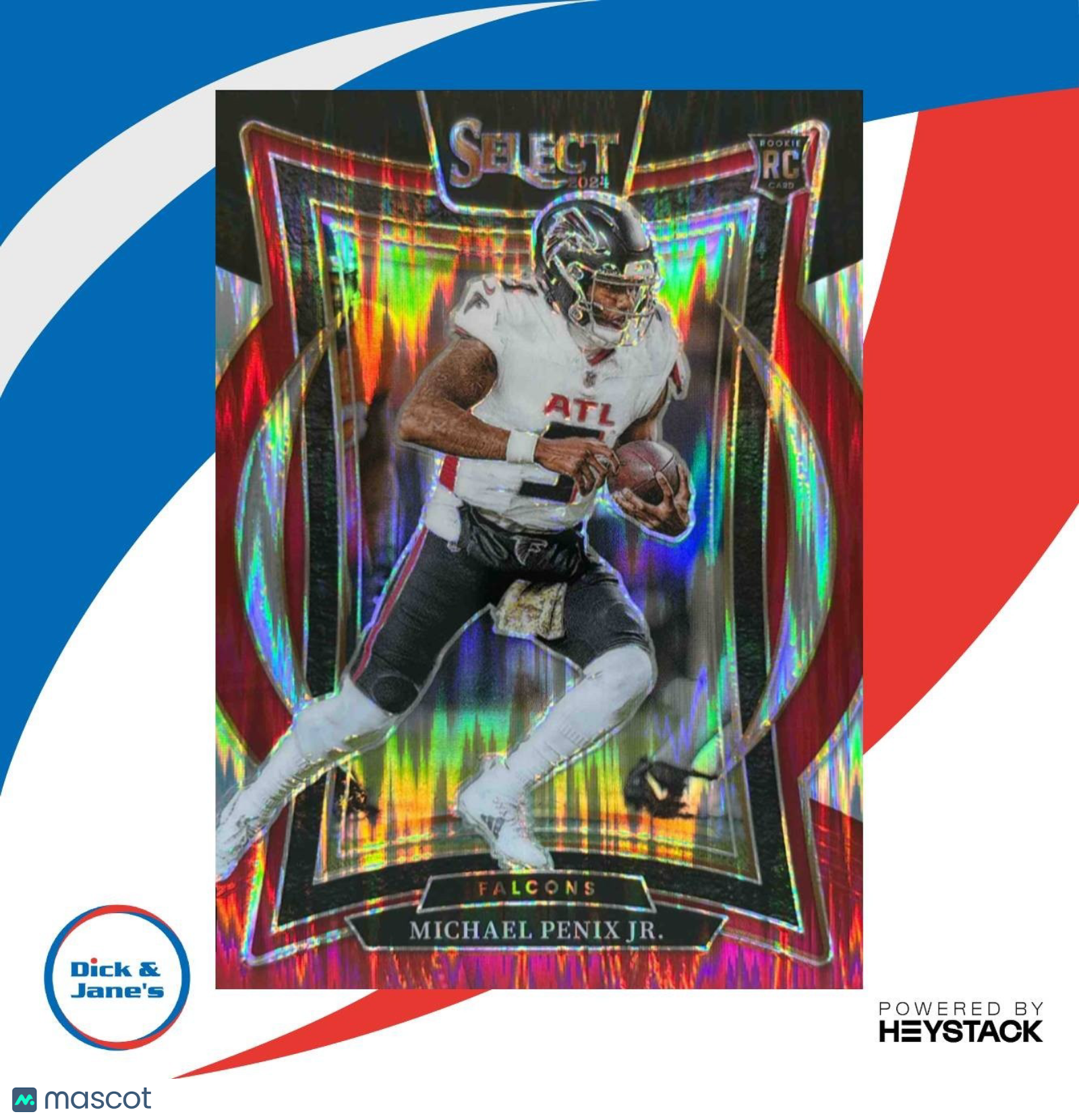 2024 Panini Select Michael Penix Jr. Black and Red Prizm Shock #80 RC Falcons - Sports Cards
