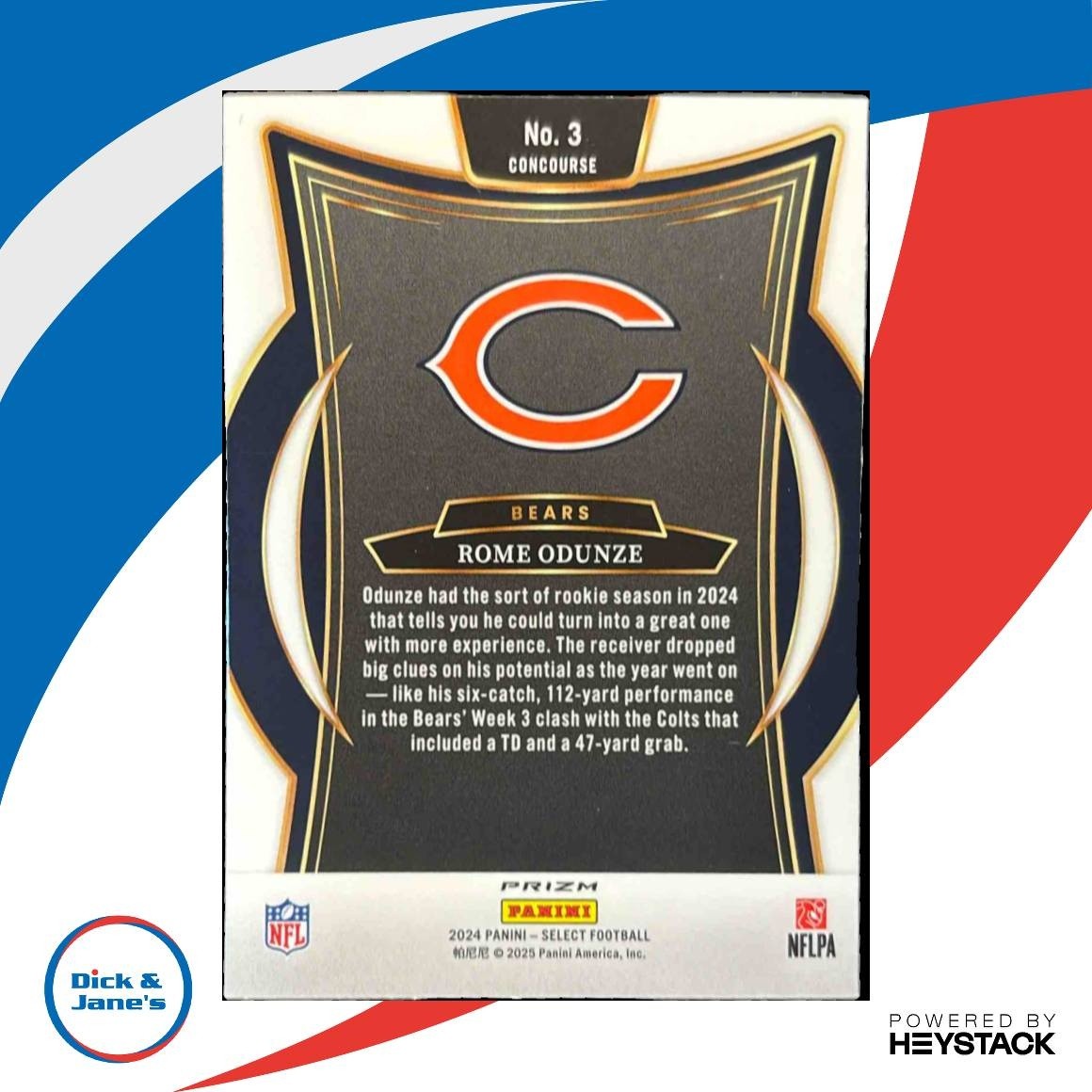 2024 Panini Select Rome Odunze Red and Blue Shock #3 RC Chicago Bears - Sports Cards