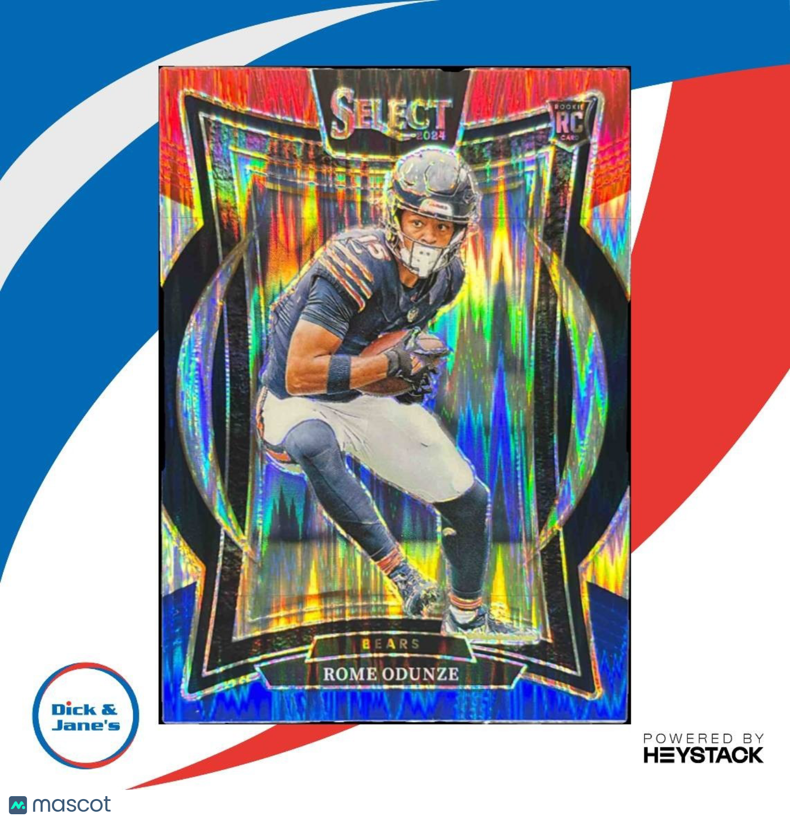 2024 Panini Select Rome Odunze Red and Blue Shock #3 RC Chicago Bears - Sports Cards