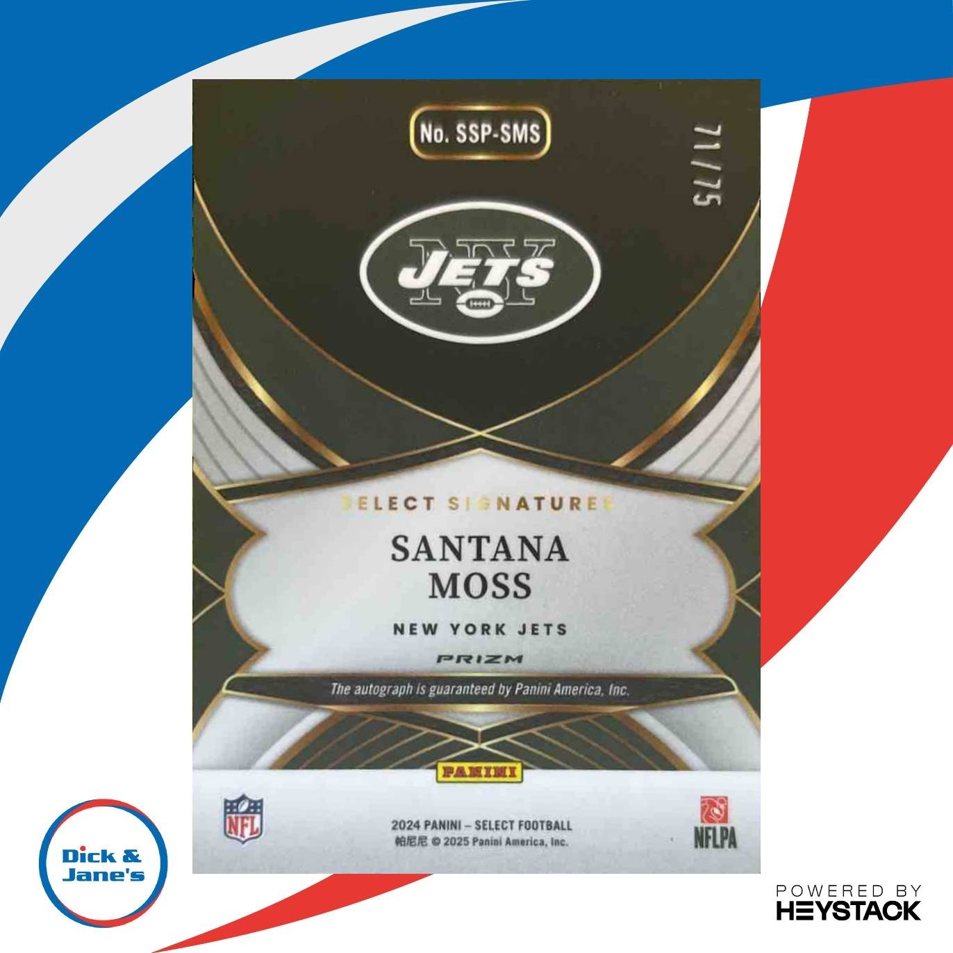 2024 Panini Select Santana Moss Signatures Red Prizm 71/75 Auto New York Jets - Sports Cards