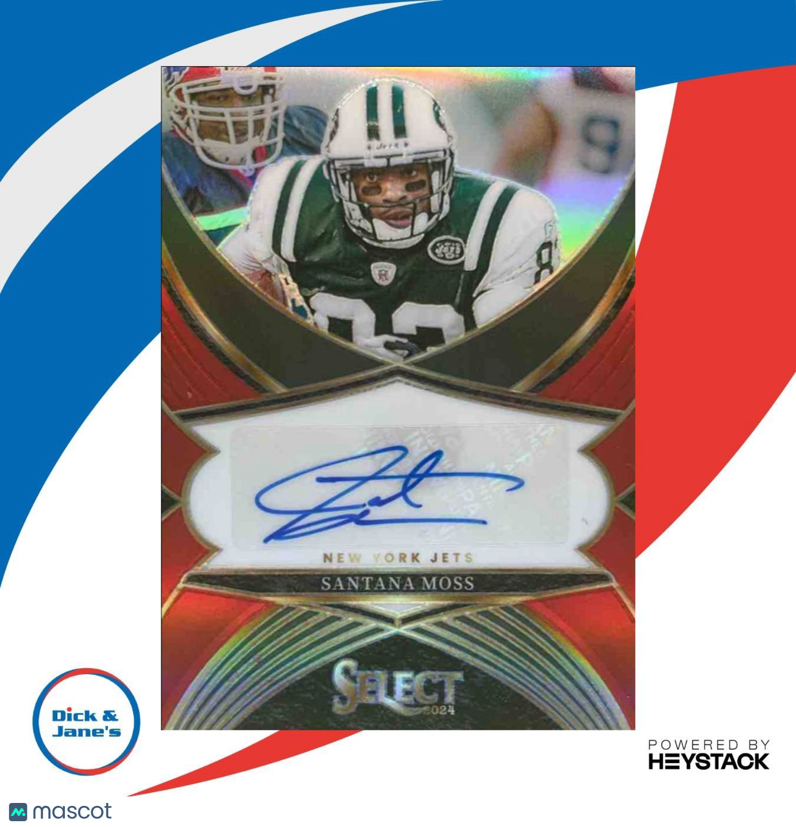 2024 Panini Select Santana Moss Signatures Red Prizm 71/75 Auto New York Jets - Sports Cards
