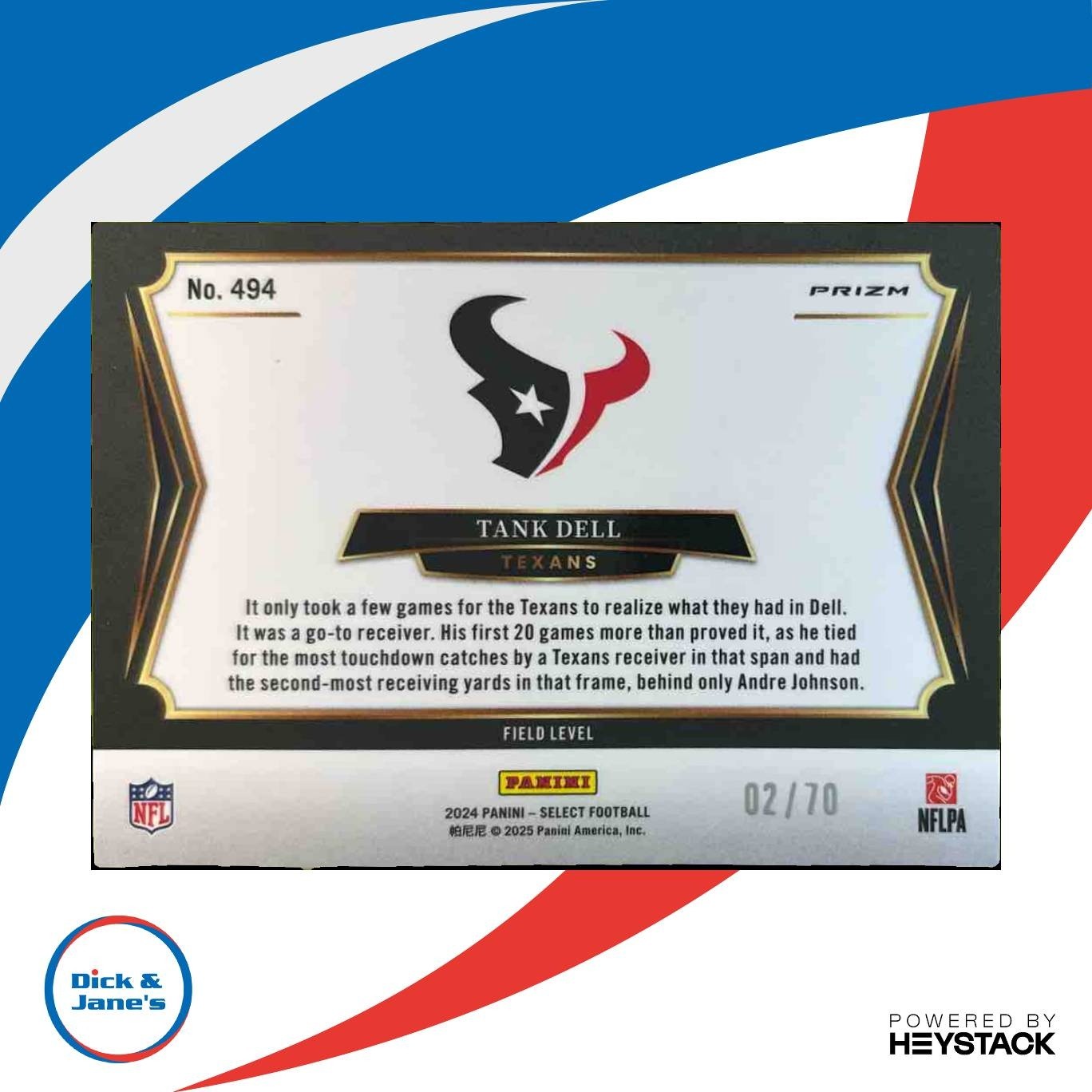 2024 Panini Select Tank Dell Field Dragon Scale Prizm 2/70 #494 Houston Texans - Sports Cards