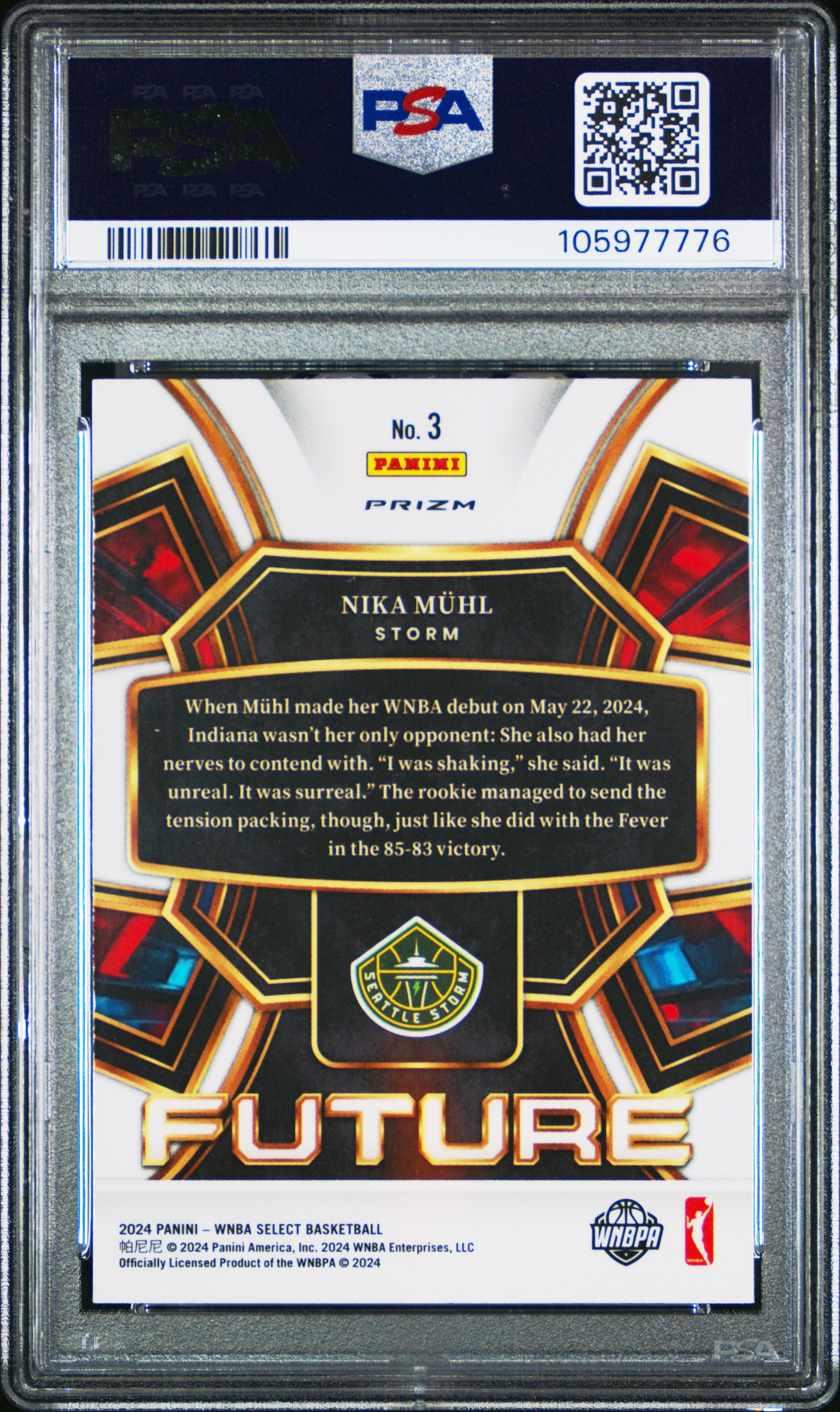 2024 Panini Select WNBA Select Future Nika Muhl Flash #3 PSA 10 - Graded Sports Cards