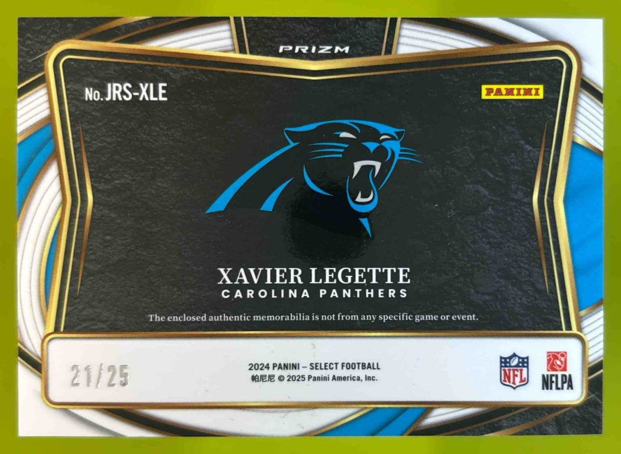 2024 Panini Select Xavier Legette Jumbo Rookie Swatch Tie-Dye /25 RC Panthers - Sports Cards