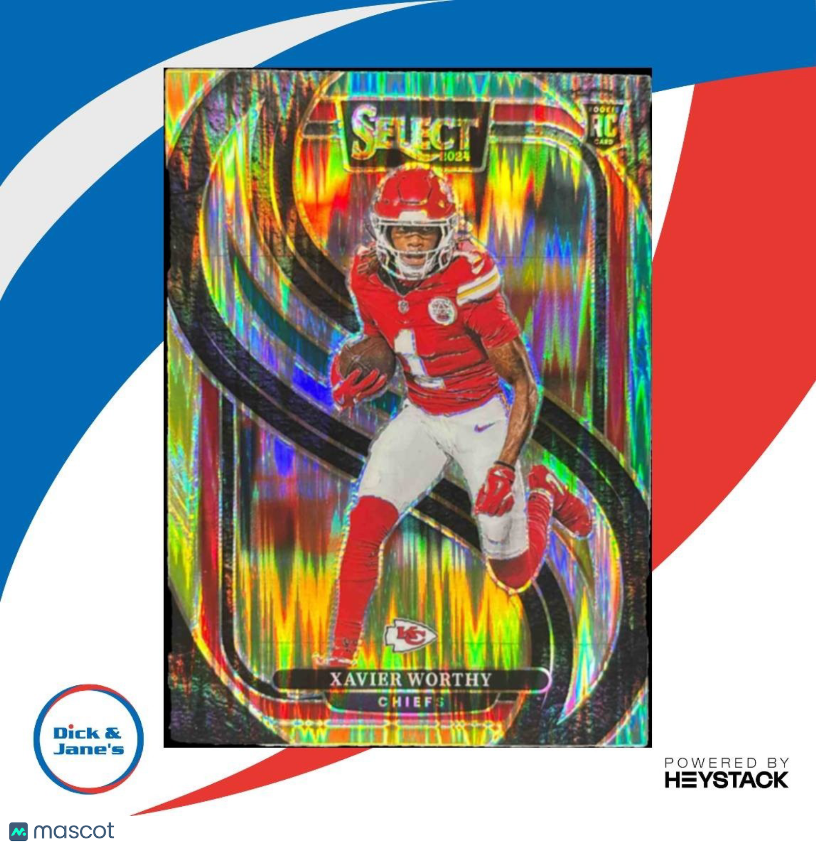 2024 Panini Select Xavier Worthy Black and Red Shock #119 RC Kansas City Chiefs - Sports Cards