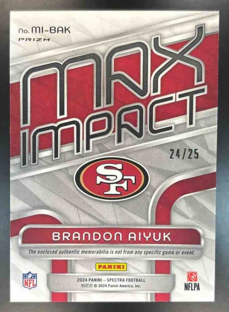 2024 Panini Spectra Brandon Aiyuk Max Impact Meta Patch /25 San Francisco 49ers - Sports Cards