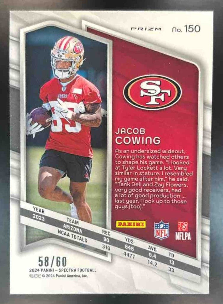 2024 Panini Spectra Jacob Cowing Interstellar /60 #150 RC San Francisco 49ers - Sports Cards