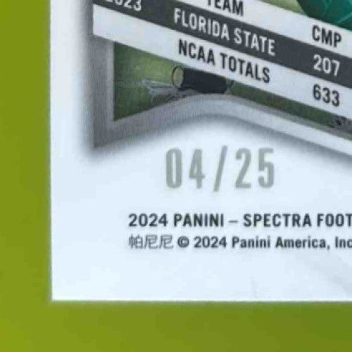 2024 Panini Spectra Jordan Travis Rookies Meta 4/25 #154 RC New York Jets - Sports Cards