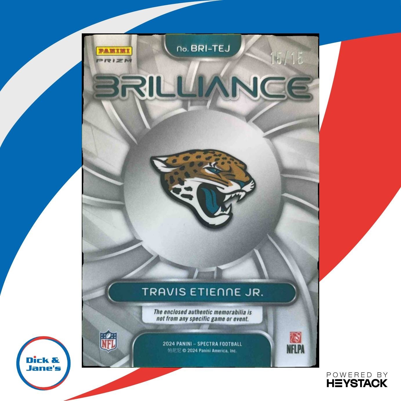 2024 Panini Spectra Travis Etienne Jr. Brilliance Pink Neon Patch /15 Jaguars - Sports Cards