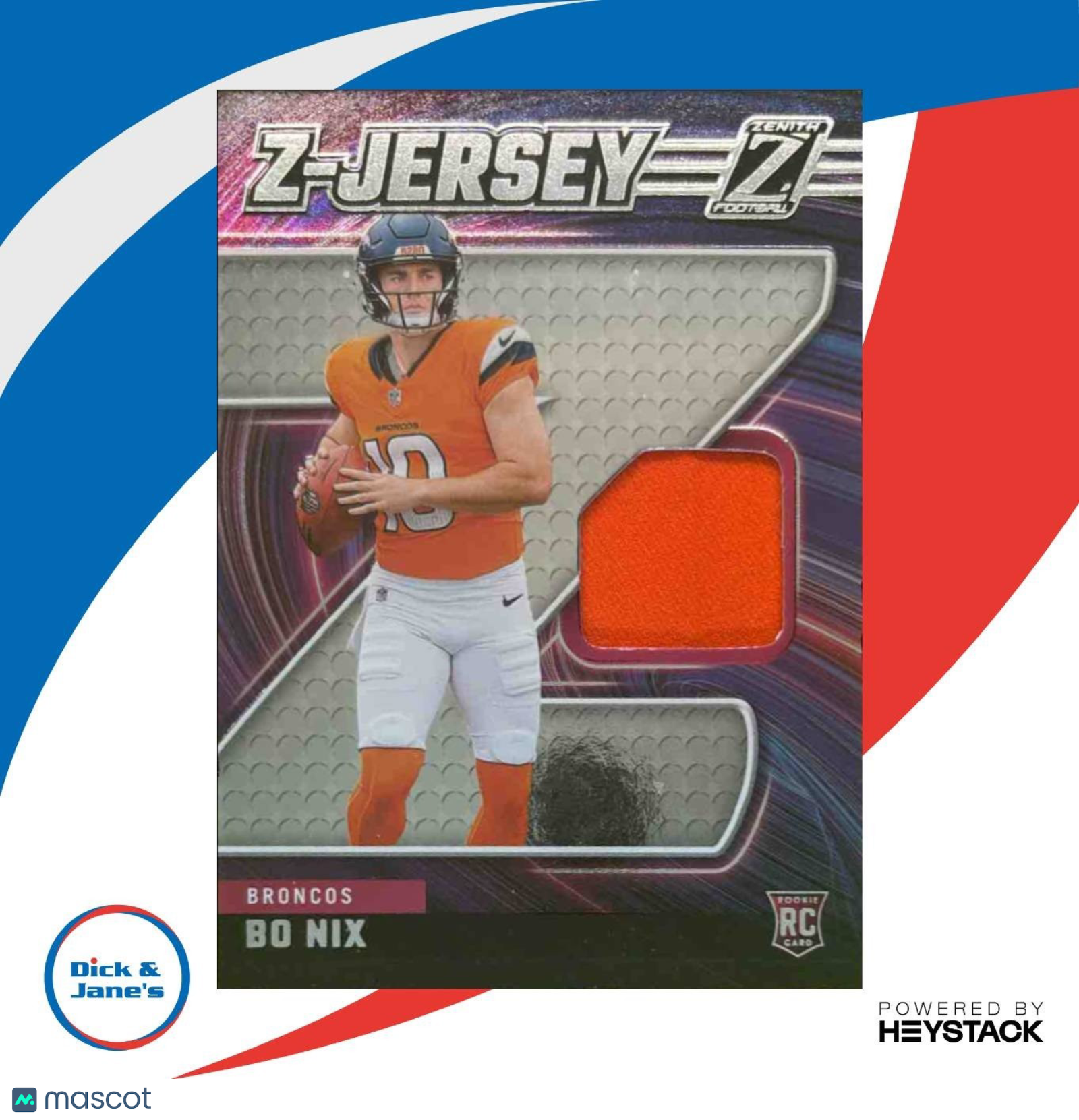 2024 Panini Zenith Bo Nix Z-Jersey #ZJ-4 MEM RC Denver Broncos - Sports Cards