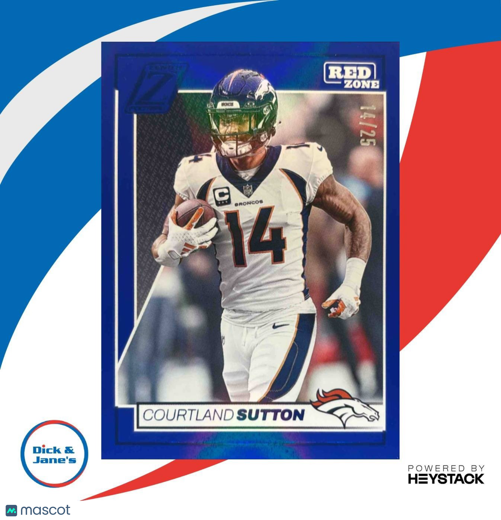 2024 Panini Zenith Courtland Sutton Blue Red Zone 14/25 #29 Denver Broncos - Sports Cards