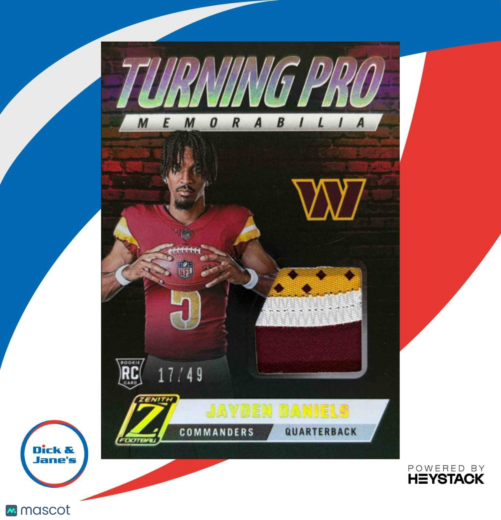 2024 Panini Zenith Jayden Daniels Turning Pro Memorabilia Prime 17/49 #TPM-JDS - Sports Cards