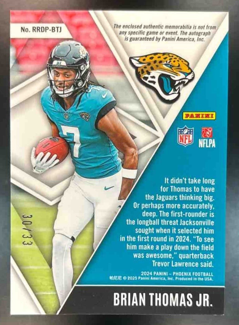 2024 Phoenix Brian Thomas Jr. Rookie Phenom Patch Auto Bronze /33 MEM RC Jaguars - Sports Cards