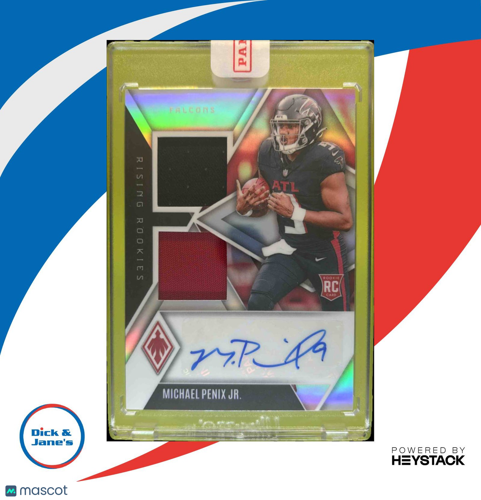 2024 Phoenix Michael Penix Jr Rising Rookie Dual Patch Auto Silver 55/125 RC ATL - Sports Cards