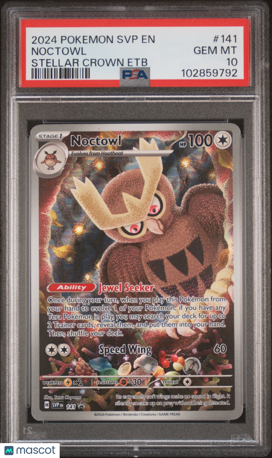2024 Pokemon Black Star Promo Noctowl #141 Stellar Crown Etb PSA 10 - Graded TCG/CCG