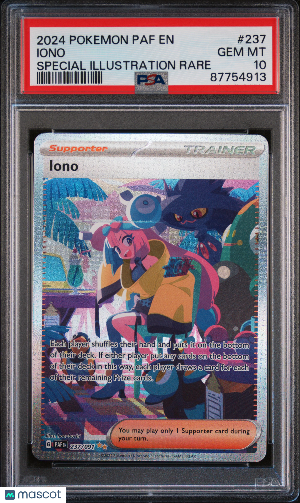 2024 Pokemon Paf EN-Paldean Fates Iono #237 Special Illustration Rare PSA 10 - Graded TCG/CCG