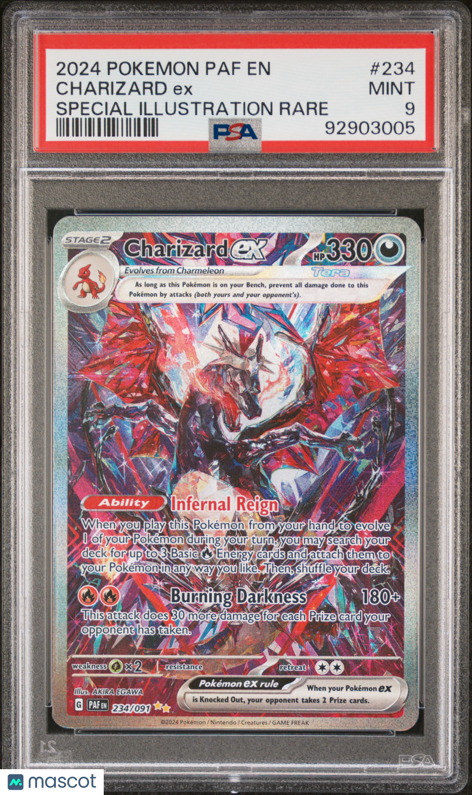 2024 Pokemon Paldean Fates Charizard EX #234 Special Illustration Rare PSA 9 - Graded TCG/CCG