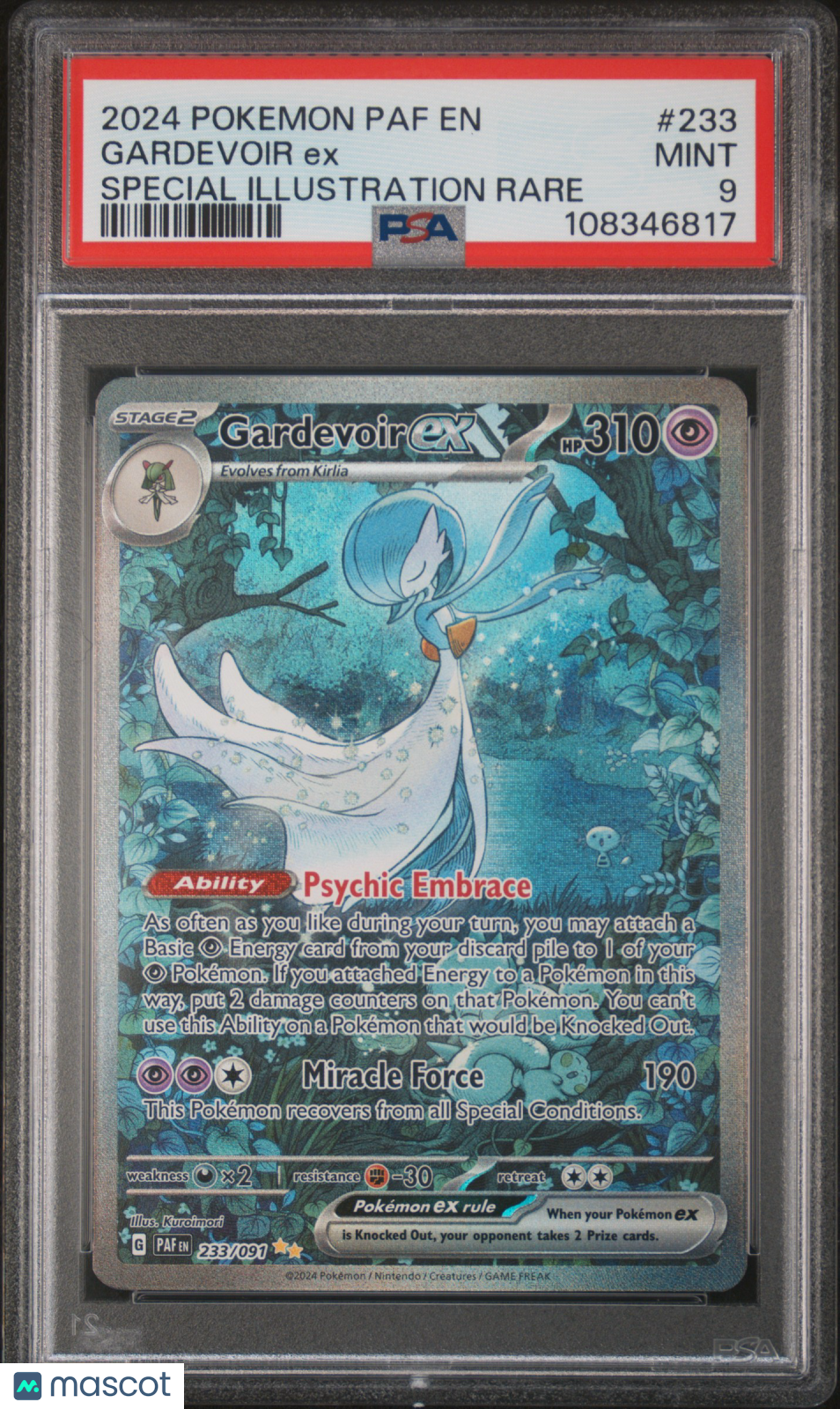 2024 Pokemon Paldean Fates Gardevoir EX 233 Special Illustration Rare PSA 9 MINT - Graded TCG/CCG