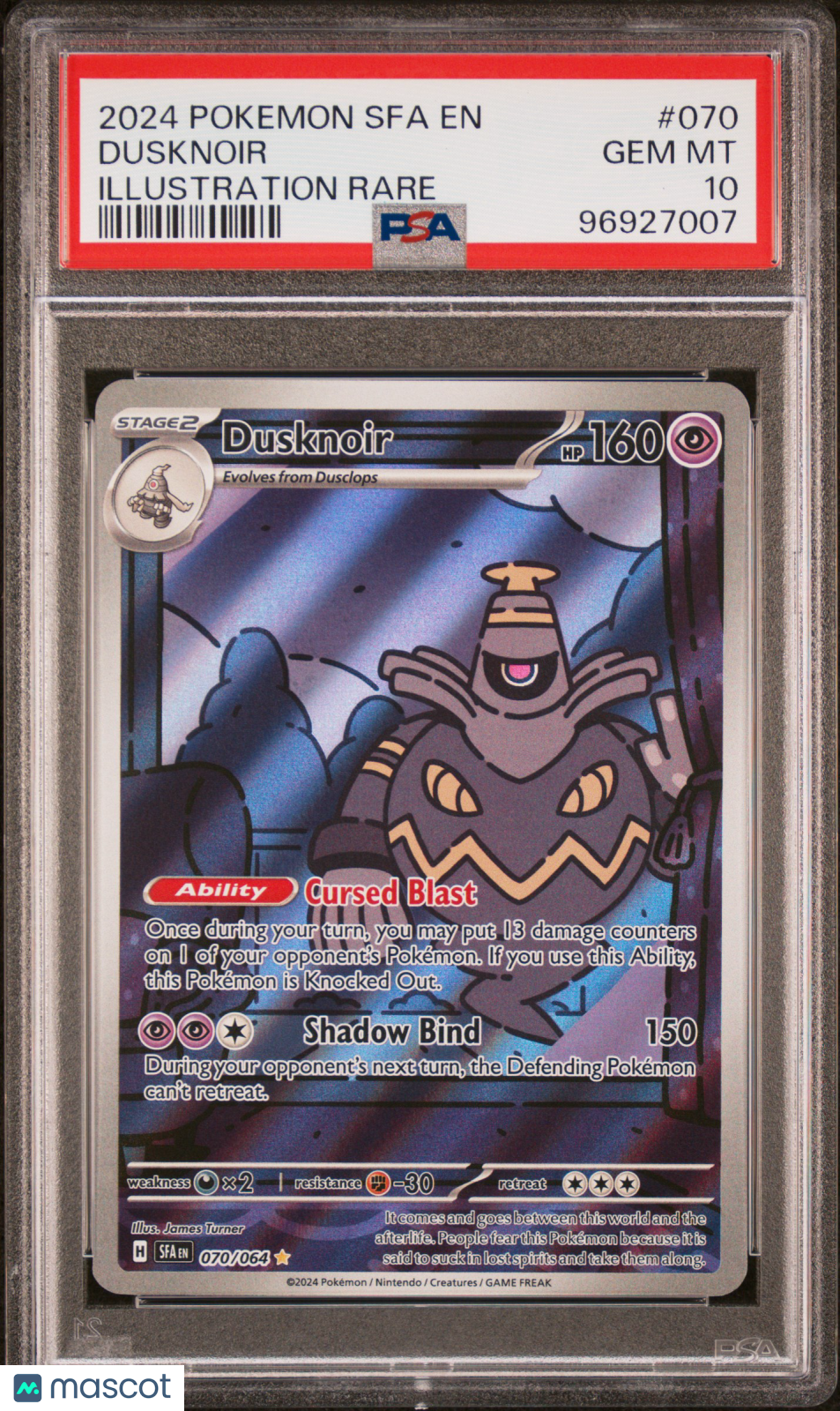 2024 Pokemon Sfa EN-Shrouded Fable Dusknoir #070 Illustration Rare PSA 10 - Graded TCG/CCG