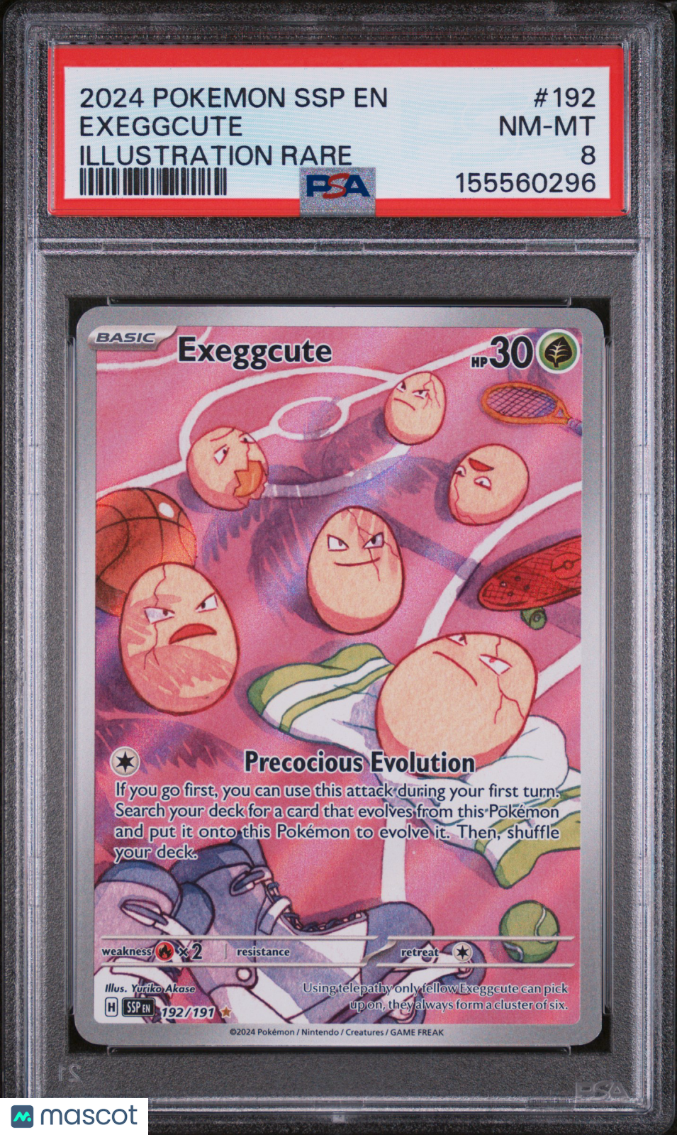 2024 Pokemon SSP EN-Surging Sparks Exeggcute #192 Illustration Rare PSA 8 - Graded TCG/CCG