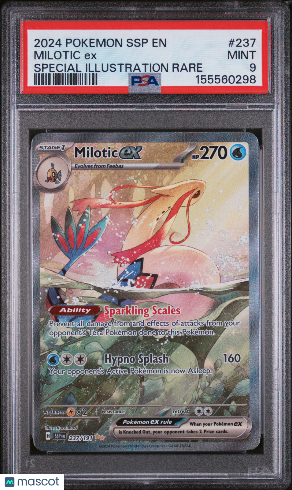 2024 Pokemon Surging Sparks Milotic EX #237 Special Illustration Rare PSA 9 MINT - Graded TCG/CCG