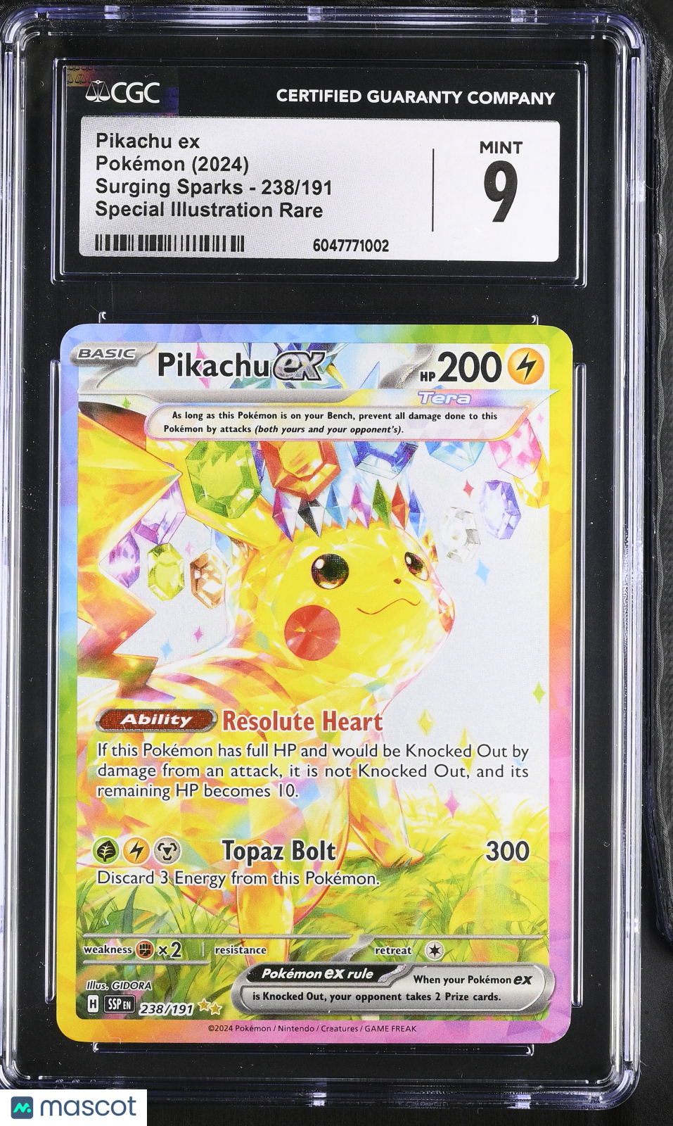 2024 Pokemon Surging Sparks Pikachu ex #238/191 Special Illustration Rare CGC 9 - Graded TCG/CCG