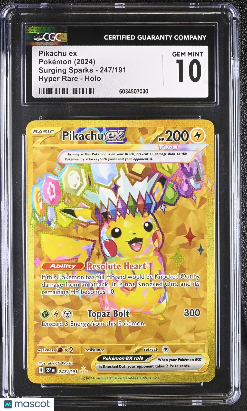 2024 Pokemon Surging Sparks Pikachu ex #247/191 Hyper Rare CGC 10 GEM MINT - Graded TCG/CCG