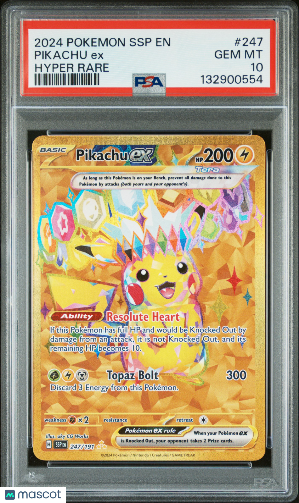 2024 Pokemon Surging Sparks Pikachu EX #247 Hyper Rare PSA 10 GEM MINT - Graded TCG/CCG