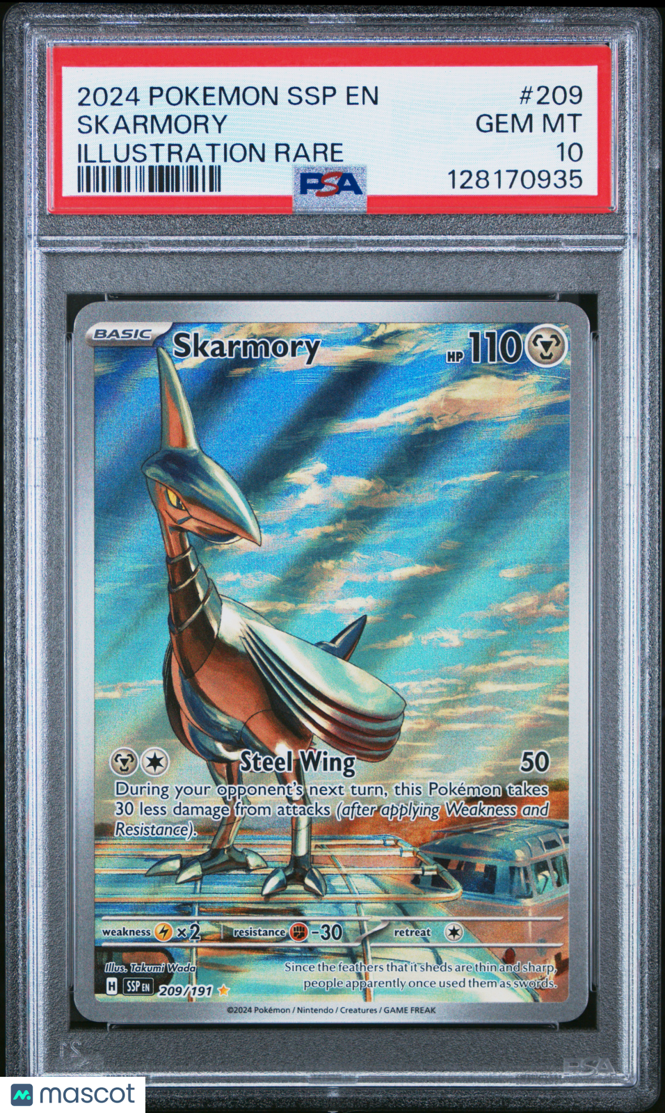 2024 Pokemon Surging Sparks Skarmory #209 Illustration Rare PSA 10 GEM MINT - Graded TCG/CCG