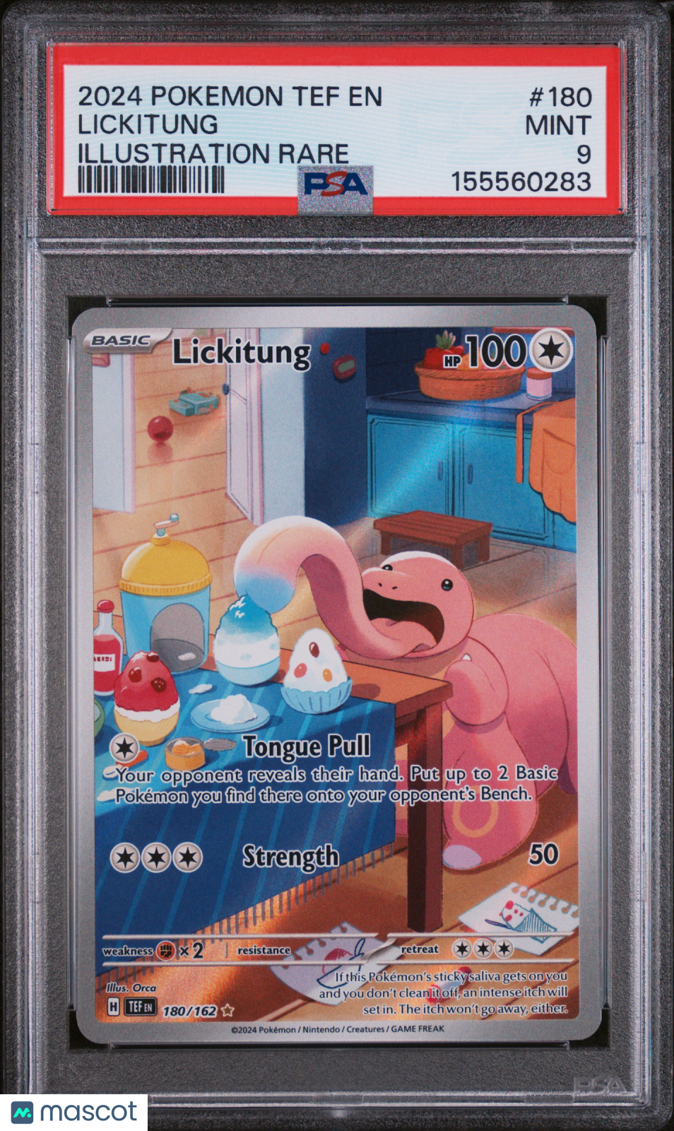 2024 Pokemon Tef EN-Temporal Forces Lickitung #180 Illustration Rare PSA 9 - Graded TCG/CCG
