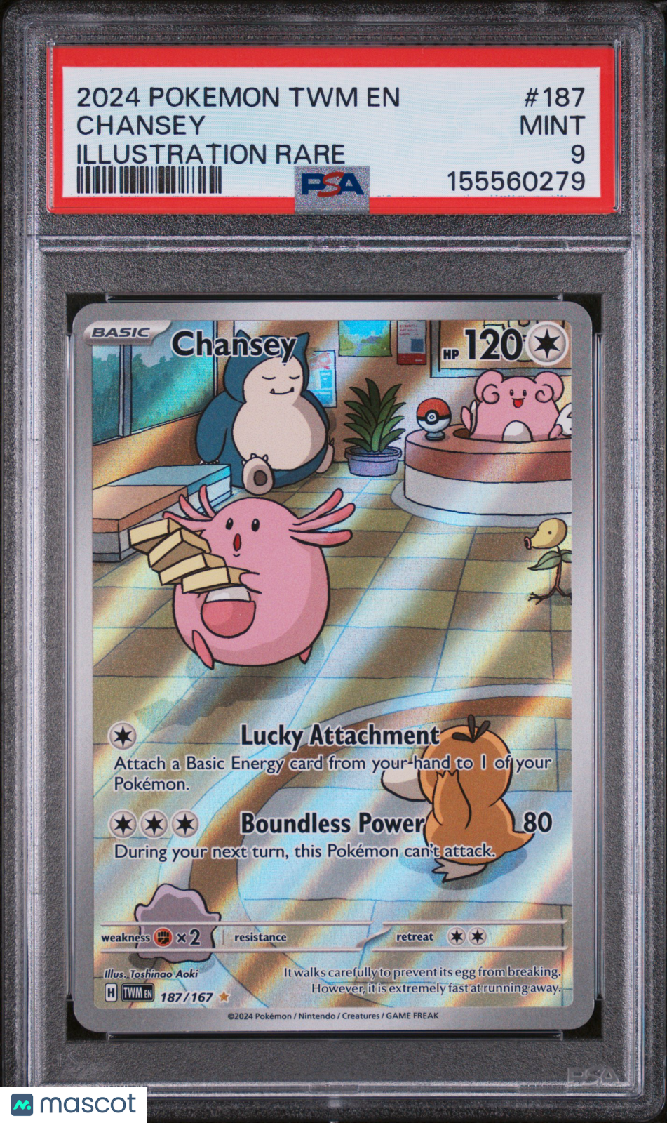 2024 Pokemon Twilight Masquerade Chansey #187 Illustration Rare PSA 9 MINT - Graded TCG/CCG