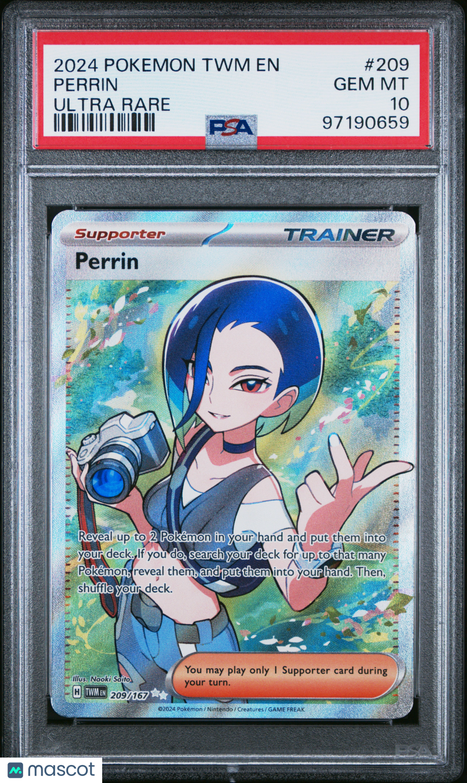 2024 Pokemon Twilight Masquerade Perrin #209 Ultra Rare PSA 10 GEM MINT - Graded TCG/CCG