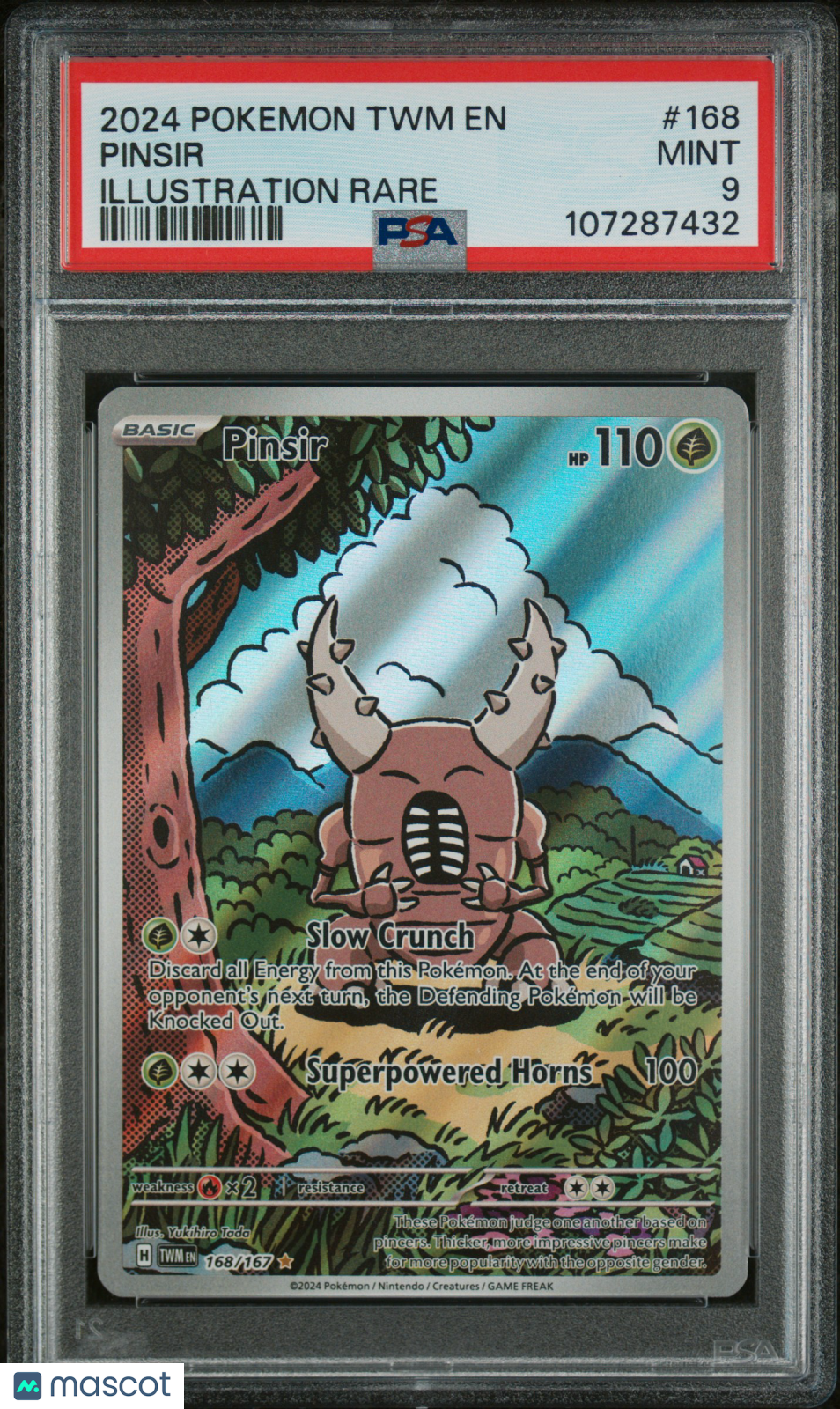 2024 Pokemon Twilight Masquerade Pinsir #168 Illustration Rare PSA 9 MINT - Graded TCG/CCG