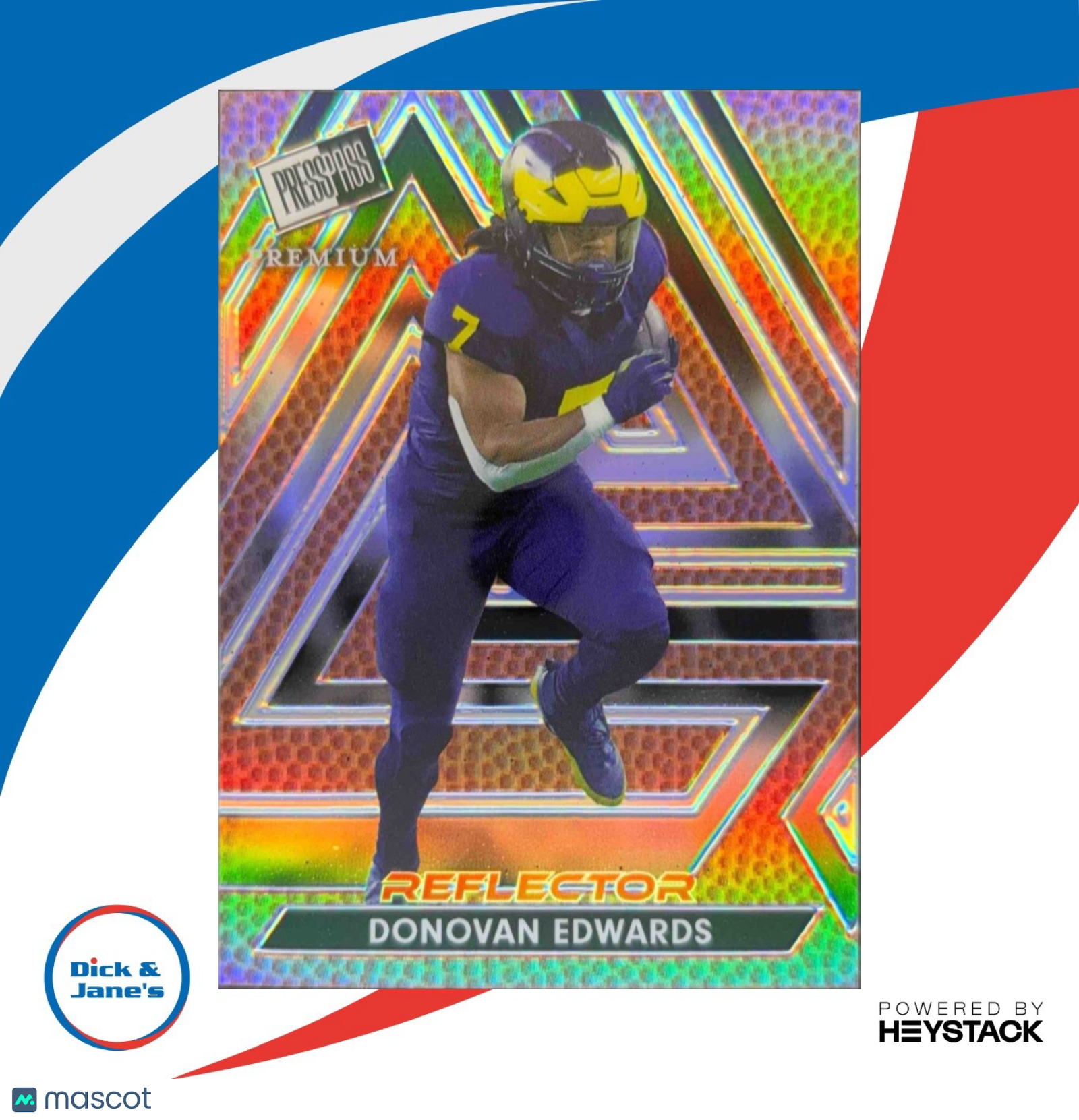 2024 Press Pass Premium Donovan Edwards Reflector 1/1 Pre-Production Proof - Sports Cards