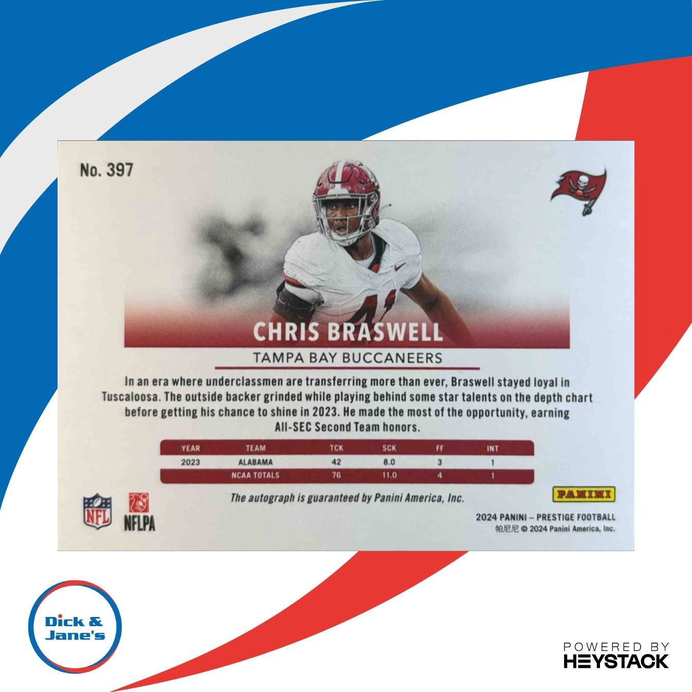 2024 Prestige Chris Braswell Xtra Points Signatures Gold /50 #397 Buccaneers - Sports Cards