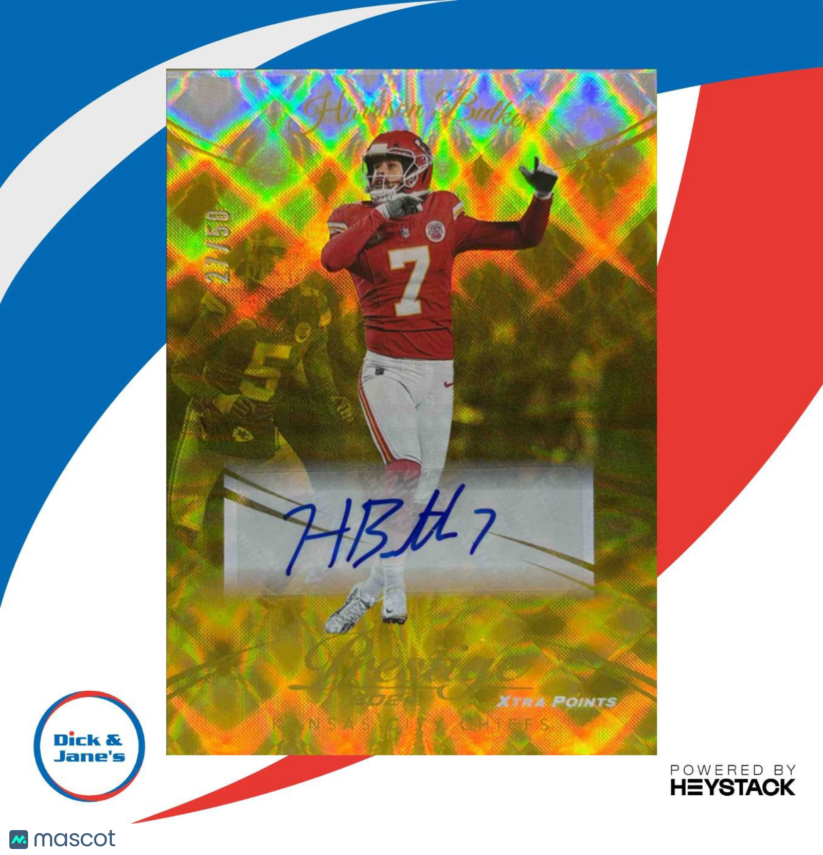 2024 Prestige Harrison Butker Xtra Points Signatures Gold 27/50 Auto KC Chiefs - Sports Cards