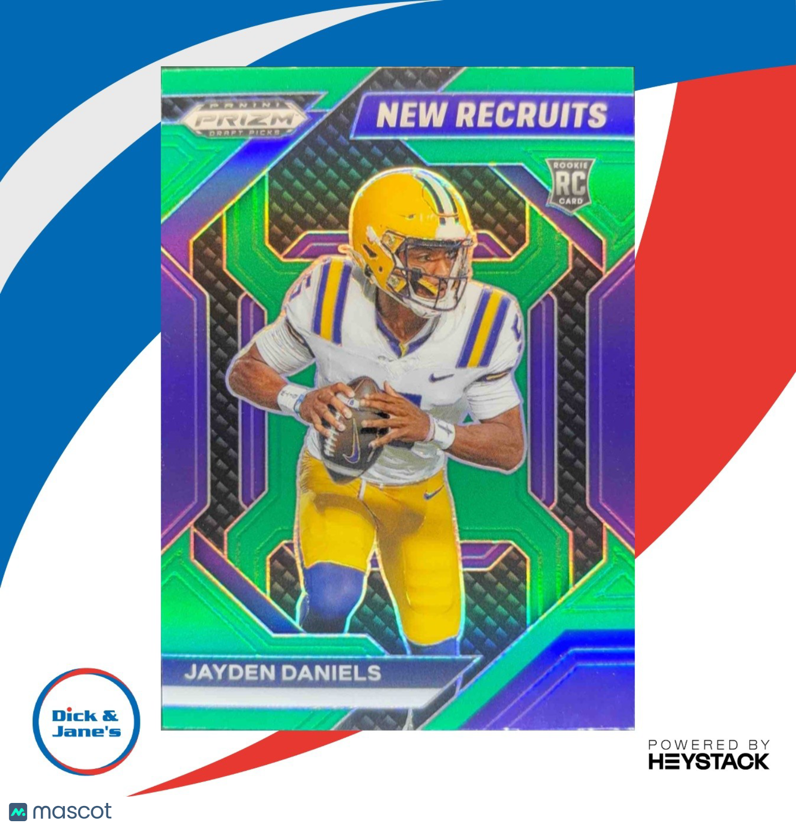 2024 Prizm Collegiate Draft Picks Jayden Daniels New Recruits Green Rookie Card - Sports Cards