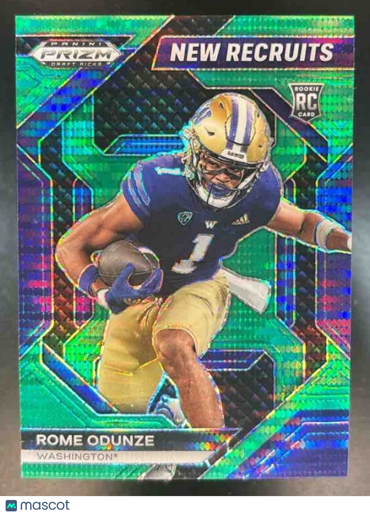 2024 Prizm Collegiate Draft Rome Odunze New Recruits Green Pulsar /25 RC Huskies - Sports Cards